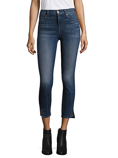 J BRAND - Alana High-Rise Cropped Slit Skinny Jeans/Cover