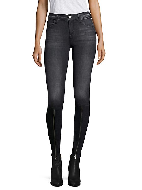 J BRAND - 620 Zip Hem Super Skinny Jeans/Black Heat