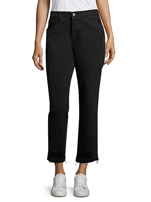 J BRAND - Ivy High-Rise Released Hem Cropped Straight-Leg Jeans/Double Cross