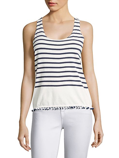 SUNDRY - Striped Pom-Pom Hem Tank Top