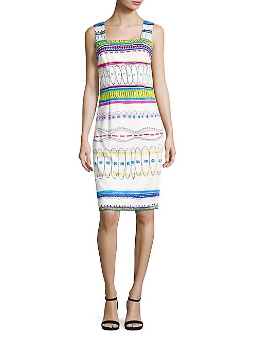 David Meister - Printed Stretch-Cotton Sheath Dress