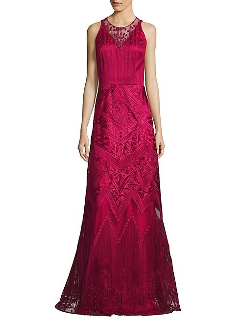 David Meister - Embroidered A-Line Gown