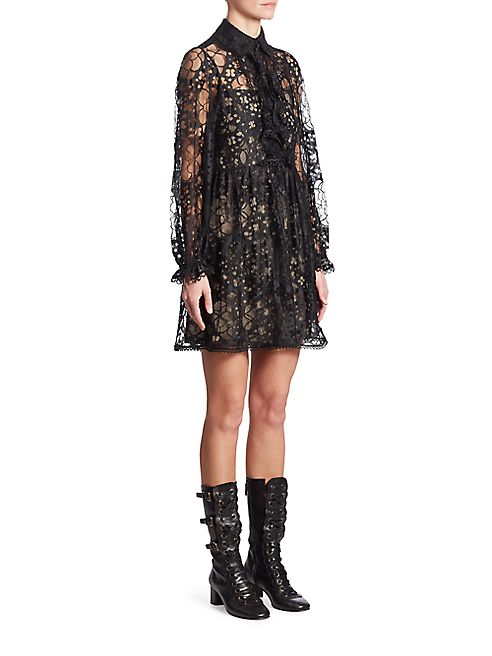 Chloé - Ruffled Floral Lace Dress