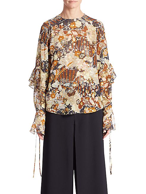 Chloé - Deco Cloud-Print Silk Blouse