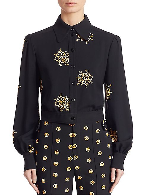 Chloé - Floral-Embroidered Cady Blouse