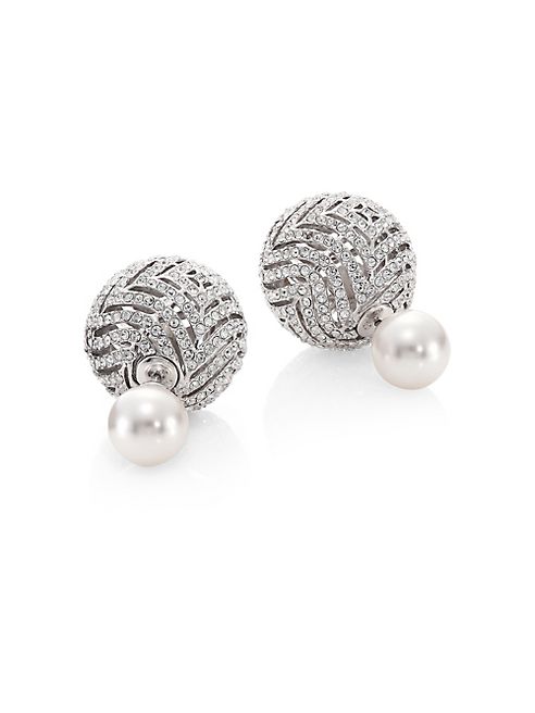 Adriana Orsini - Faux Pearl & Crystal Stud Earrings