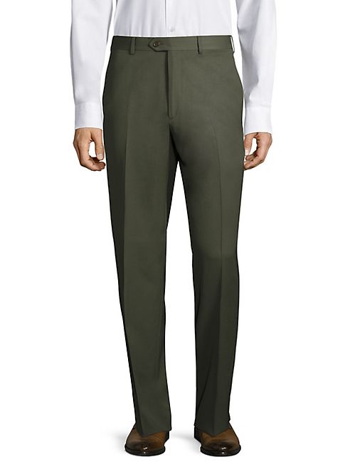 Santorelli - Flat-Front Slim Fit Wool Pants