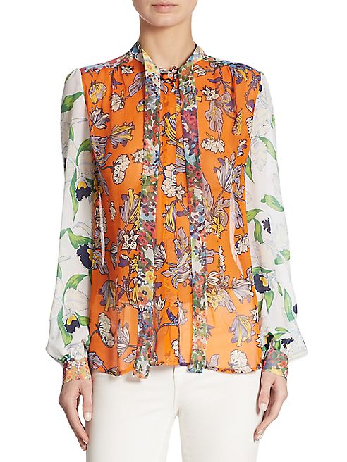 Tory Burch - Kia Silk Tie-Neck Blouse