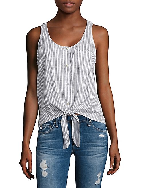 AG - Cynthia Striped Tie-Waist Tank Top