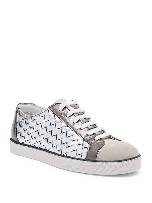 Bottega Veneta - Woven Metallic Leather Sneakers