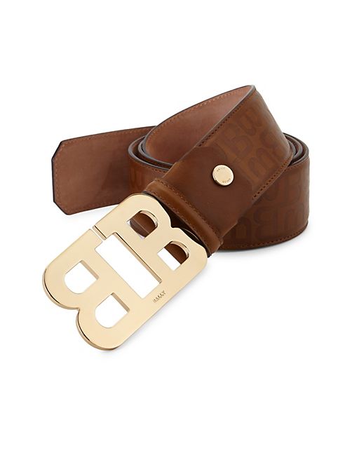 Bally - Mirror B Cigar Stamped Leather Belt