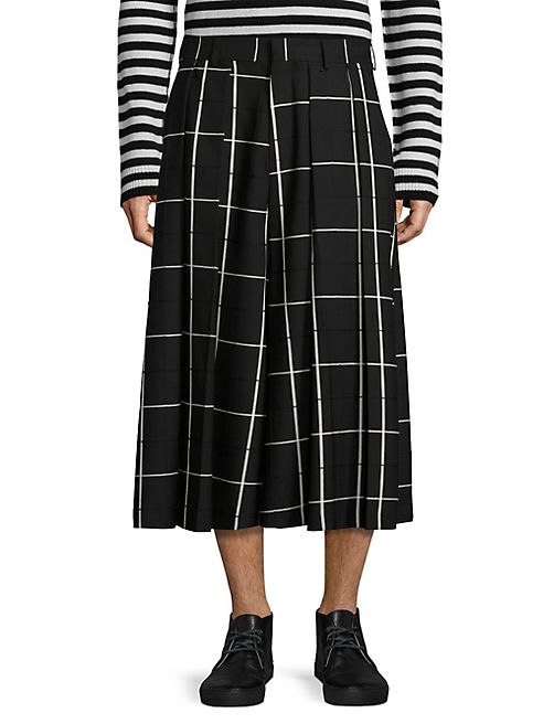 McQ Alexander McQueen - Windowpane-Print Cropped Wide-Leg Pants