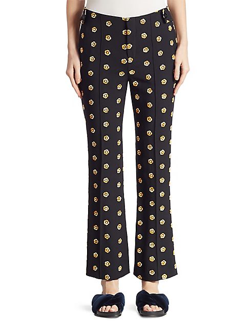 Chloé - Cropped Floral-Embroidered Cady Pants