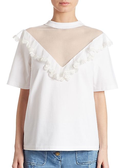 Chloé - Cotton Ruffle Tee