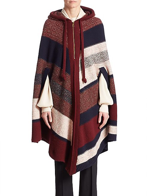 Chloé - Wool & Cashmere Colorblock Poncho