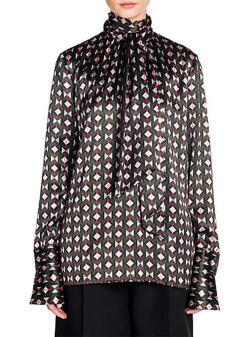 Fendi - Scarf-Detail Printed Satin Blouse