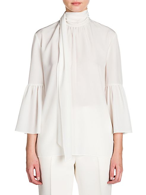 Fendi - Scarf-Detail Crepe De Chine Bell Sleeve Blouse