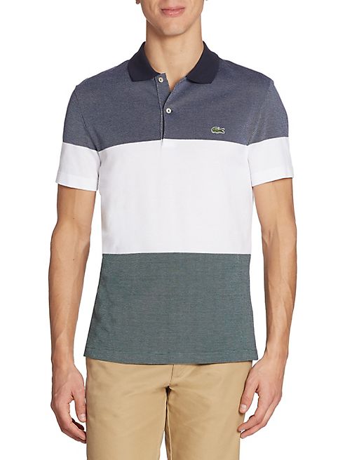 Lacoste - Textured Pique Block Stripe Polo