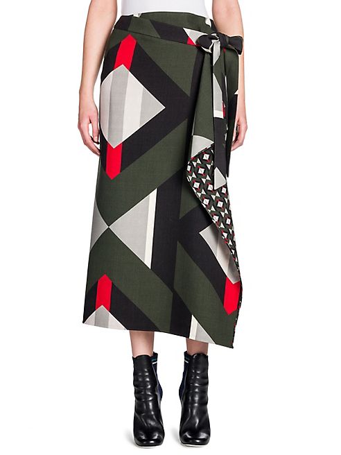 Fendi - Double-Face Wool & Silk Wrap Skirt