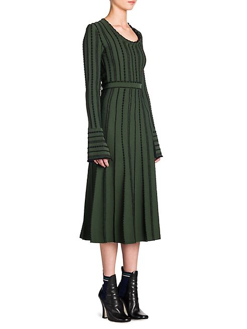 Fendi - Knit Stitch-Detail Scoopneck Midi Dress