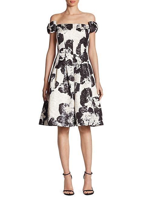 Teri Jon by Rickie Freeman - Bow Floral Brocade Dress