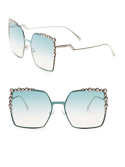 Fendi - 60MM Oversize Crystal-Trim Square Sunglasses