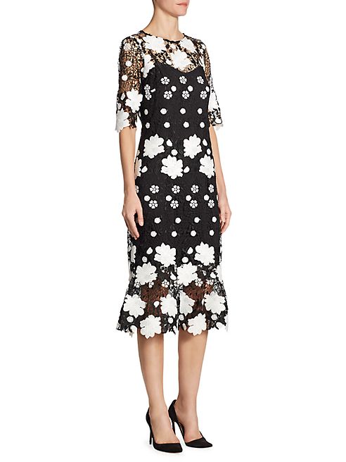 Teri Jon by Rickie Freeman - Floral Lace Trimmed Dress