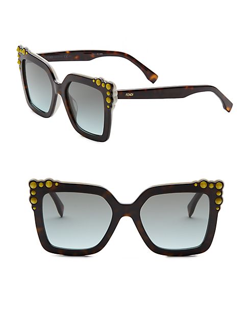 Fendi - 52MM Crystal-Embellished Square Sunglasses