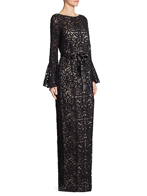 Teri Jon by Rickie Freeman - Bell Sleeve Lace Gown