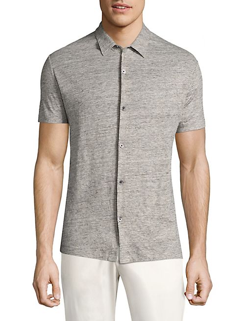 Theory - Linen Melange Short Sleeve Button-Down Shirt