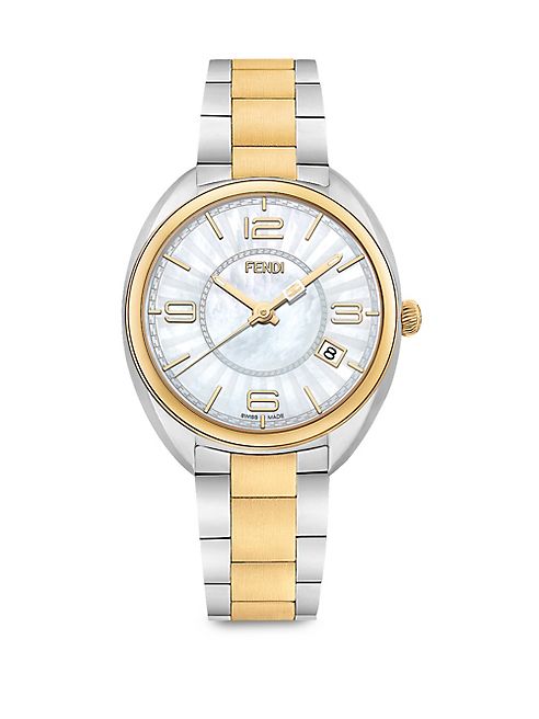 Fendi - Momento Fendi Mother-Of-Pearl & Two-Tone Stainless Steel Bracelet Watch