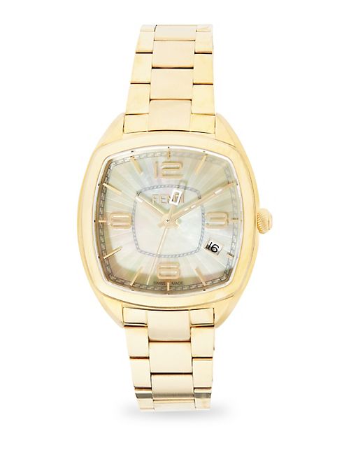 Fendi - Momento Fendi Mother-Of-Pearl & Goldtone Stainless Steel Bracelet Watch