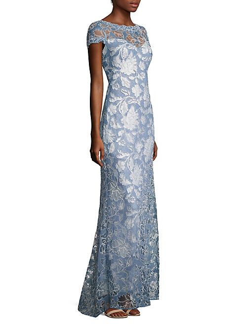 Tadashi Shoji - Short Sleeve Lace Gown