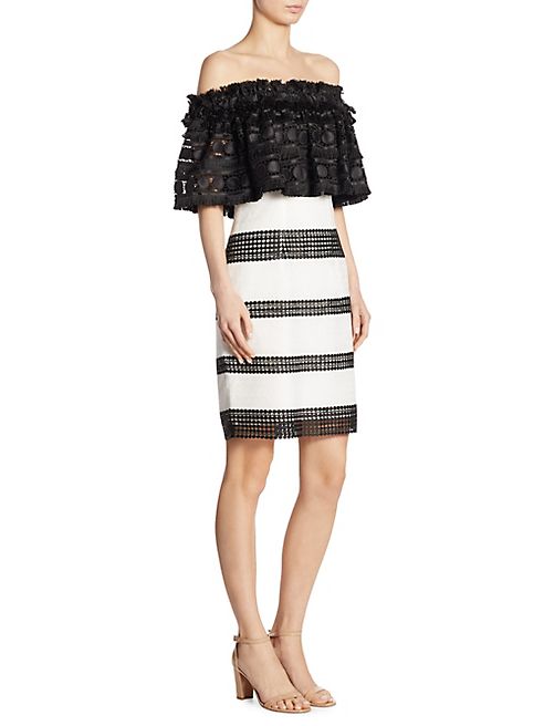 Badgley Mischka - Mixed Media Lace Dress