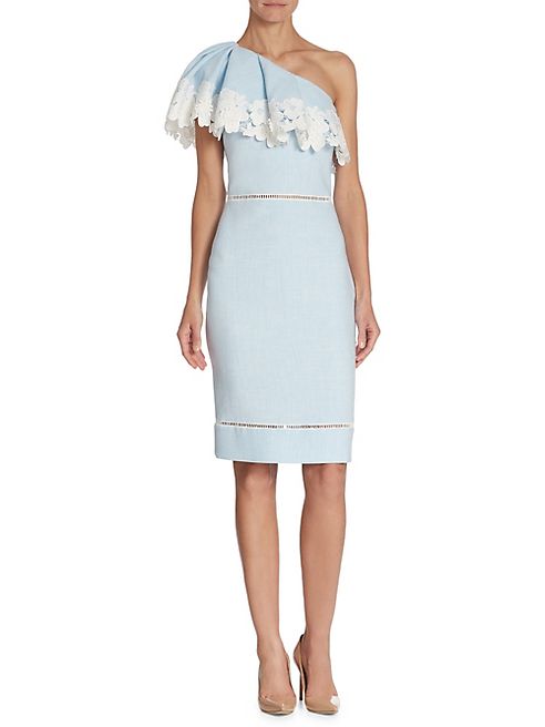 Badgley Mischka - Lace Trim One Shoulder Dress