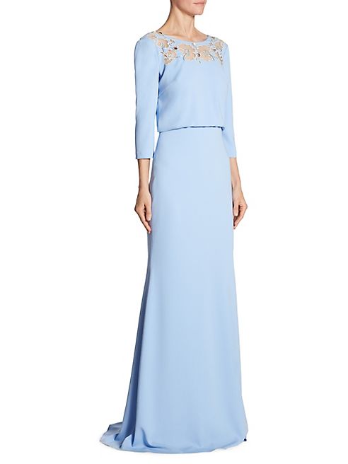 Badgley Mischka - Laser Cut Flower Periwinkle Gown