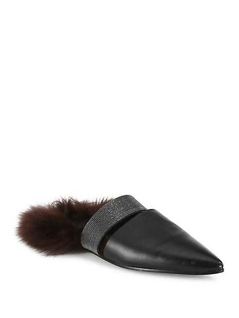 Brunello Cucinelli - Monili, Leather & Lamb Fur Slides