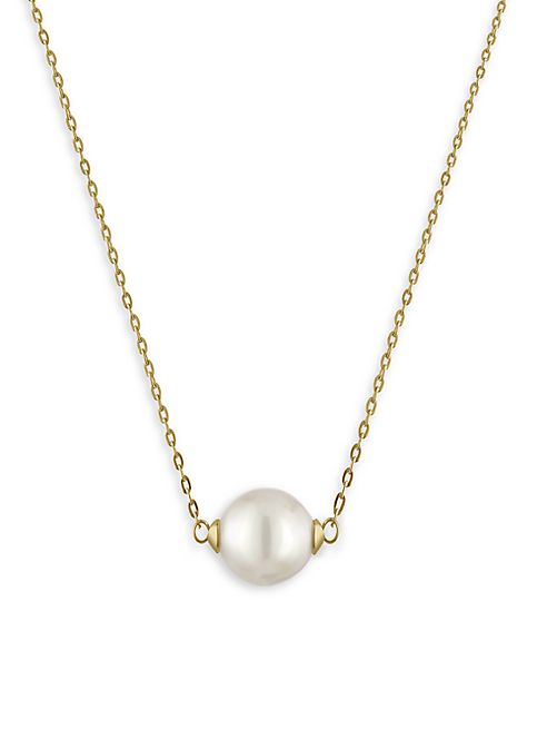 Majorica - 10MM White Pearl & Goldtone Stainless Steel Pendant Necklace