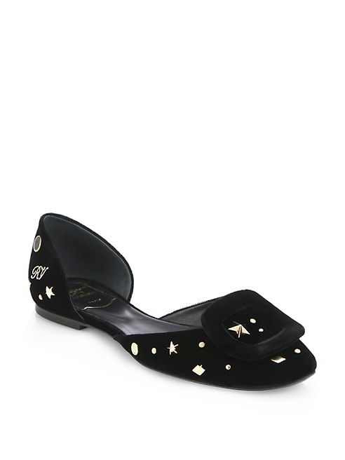 Roger Vivier - Astre Studded Velvet Flats