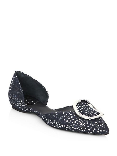 Roger Vivier - Embellished Suede d'Orsay Flats