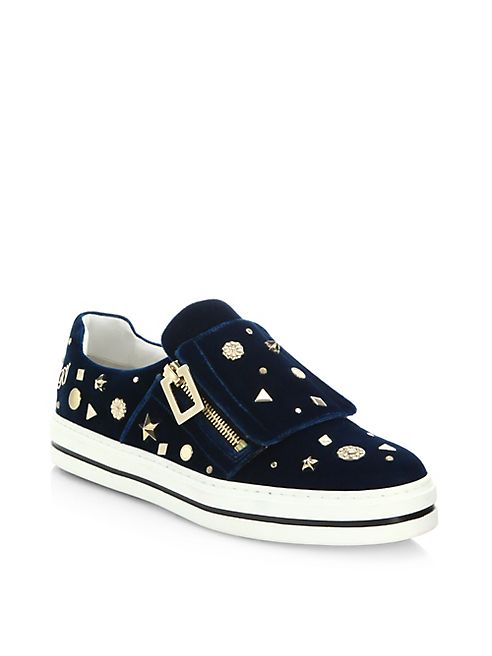 Roger Vivier - Astre Studded Velvet Sneakers