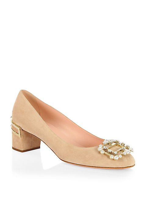 Roger Vivier - Isadora Swarovski Strass Embellished Suede Pumps