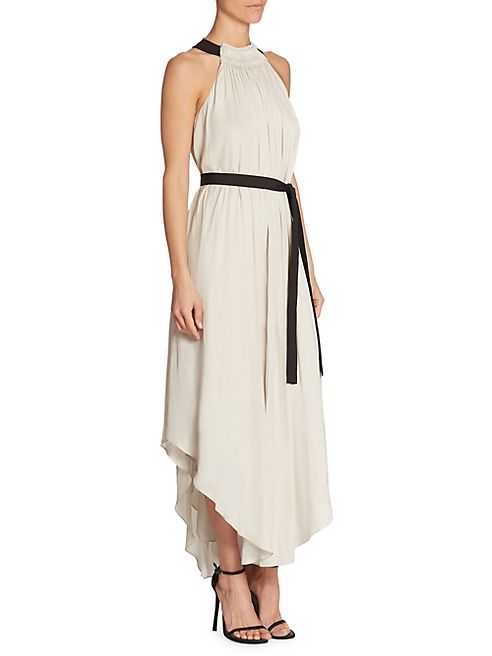 Halston Heritage - Sleeveless High Ruched Neck Gown