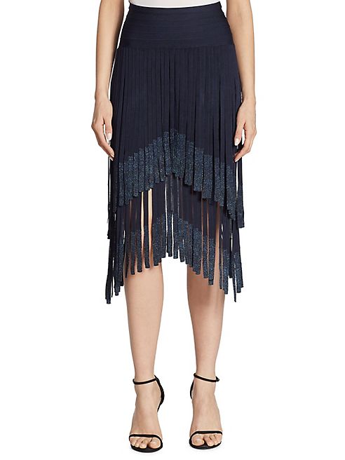 Herve Leger - Dip-Dye Fringed Skirt