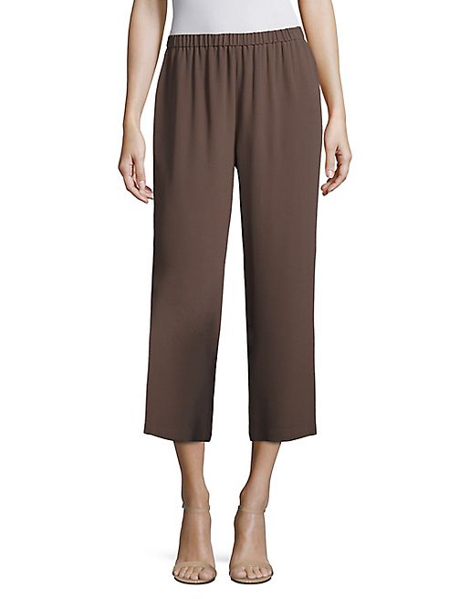 Eileen Fisher - Cropped Silk Georgette Straight-Leg Pants