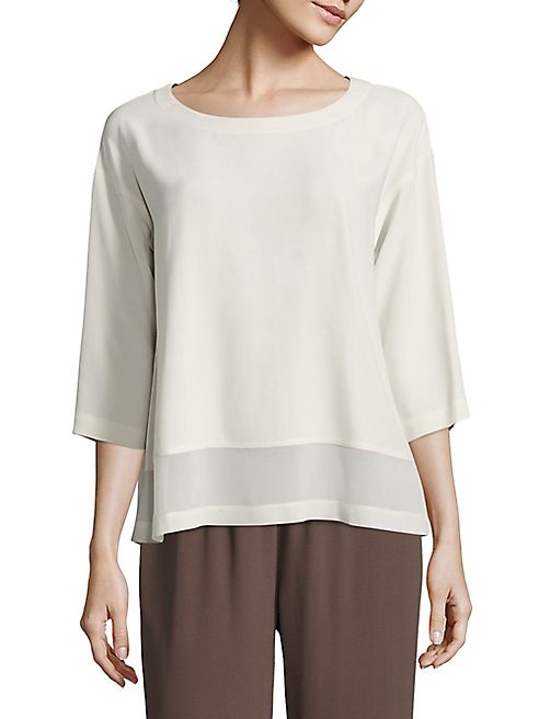 Eileen Fisher - Silk Georgette Boatneck Top