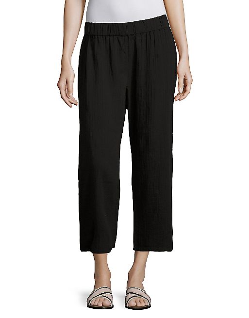 Eileen Fisher - Cropped Cotton Gauze Straight-Leg Pants