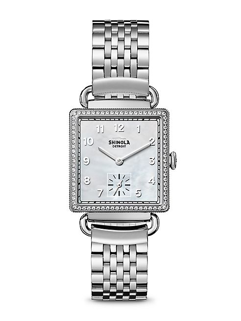 Shinola - The Cass Diamond, Mother-Of-Pearl & Stainless Steel Bracelet Watch