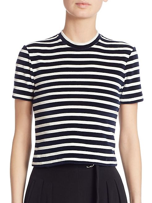 T by Alexander Wang - Striped Mockneck Cropped Top