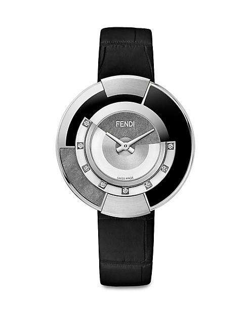 Fendi - Policromia Diamond, Stainless Steel & Alligator Strap Watch